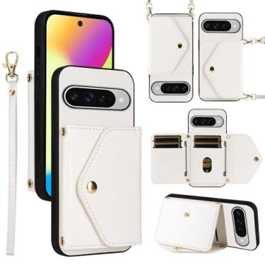 Imagem de Dswteny Capa carteira para Google Pixel 10/10 Pro 5G com cordão de pulso alça de ombro fina bolsa flip, acessórios de suporte de cartão de crédito de couro PU capa de celular para Pixel10 10Pro Dez