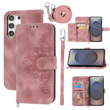 Imagem de Dswteny Capa carteira para Samsung Galaxy S25 Ultra 5G com alça de pulso alça de ombro transversal, capa de celular flip de couro em relevo para S25Ultra 25S S 25 25Ultra 6,9 2025 mulheres meninas