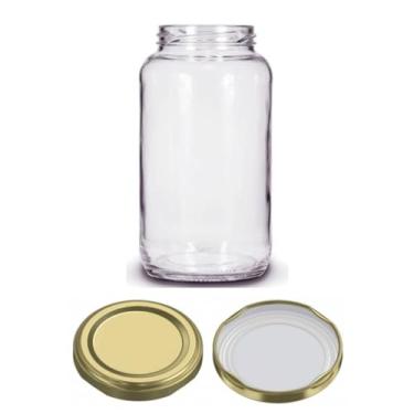 Imagem de Kit 12 Unidades - Pote de Vidro Conserva 800ml - Tampa Dourada