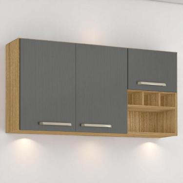 Imagem de Armário Susp. 3 Portas 3 Gaveteiros 1,20 Lapis Freijó Gris