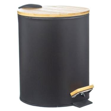 Imagem de Lixeira Com Pedal E Tampa Bambu 20 Litros Para Banheiro Escritório Fab