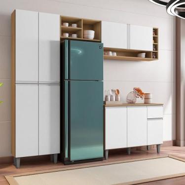 Imagem de Conjunto Vanessa Cozinha Balcão Armário Aéreo Completo Moderno AJL Móv