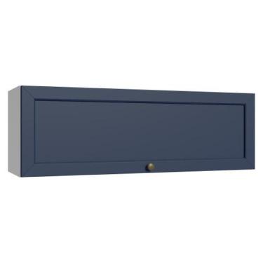 Imagem de Armário Aéreo 100 cm 1 Porta Basculante Branco/Azul Vik Madesa, Branco