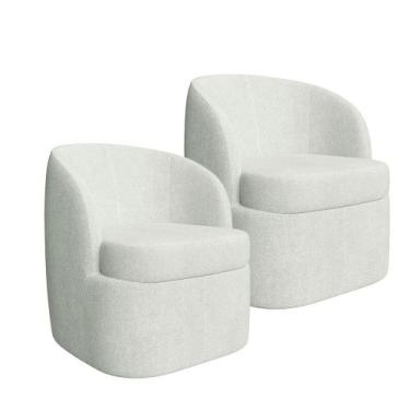 Imagem de Kit 2 Poltronas Carrara com Manta Acrílica Movellu Home, Boucle Creme