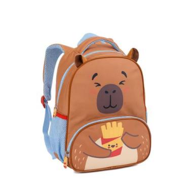 Imagem de Mochila Escolar Infantil Creche Capivara Fofa e Resistente - Seanite, 