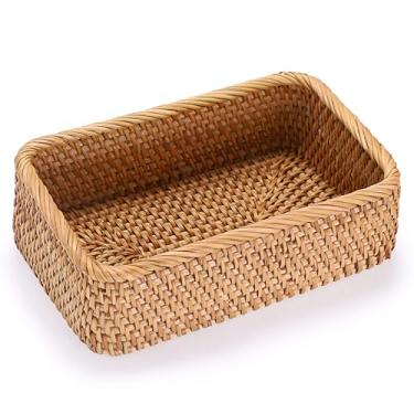 Imagem de BTSKY Cesto de controle remoto 24 x 16 cm, cesta pequena decorativa de vime para joias, cosméticos, organizador de vime para sala de estar, mesa de centro, entrada de quarto, penteadeira