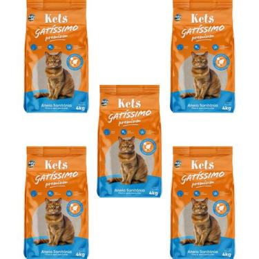 Imagem de Kit com 5 Areia Higiênica Kets Gatissimo Sem Perfume 4kg