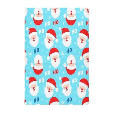 Imagem de JUZIHAI Lençol de berço de Natal com rosto de Papai Noel para meninos e meninas, macio, respirável, elástico, 99 x 68 cm, lençol aconchegante para berço padrão e cama de criança pequena