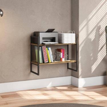 Imagem de Nicho Kappesberg Industrial 2 Prateleiras 60x72cm Freijó/preto Fosco