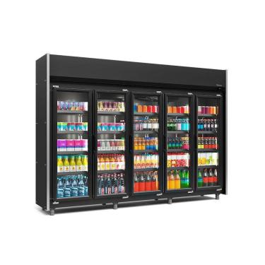 Imagem de Expositor 5 Portas All Black Geas5plb Gelopar Auto Serviço Total Black 4 Prateleiras 220v
