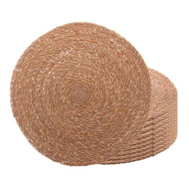 Imagem de 10 Lugar Americano Sousplat Redondo De Fibra Natural Para Mesa Wolff Trançado 37cm