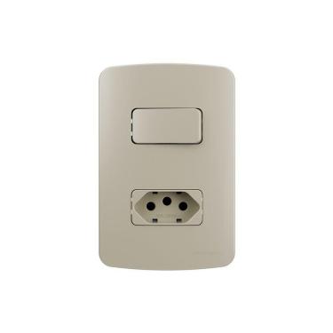 Imagem de Interruptor Simples 10a E Tomada 2p+t 20a Margirius B3 Colors Com Placa 4x2 Pérola Pérola