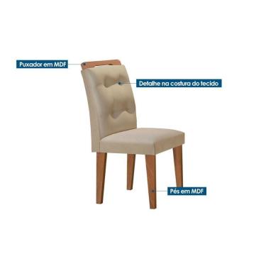 Imagem de Sala De Jantar Completa Imperatriz Tampo Madeirado C- Vidro Reto 180x90 E 6 Cadeiras Imperatriz Capuccino-suede Grafite - Rufato