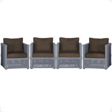 Imagem de 4 Poltronas Madri Alumínio Corda Náutica Estofado 9 Trama Prata