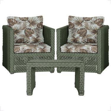 Imagem de Mesa E 2 Poltronas Madri Corda Náutica Estofado 6 Trama Verde