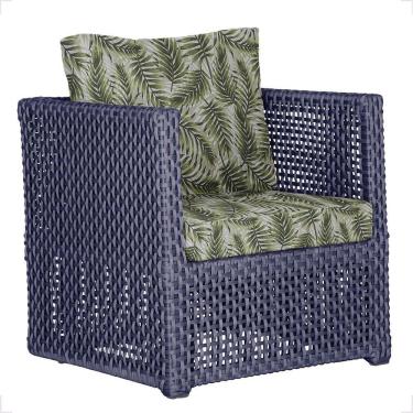 Imagem de 1 Poltrona Madri Alumínio Corda Náutica Estofado 5 Trama Azul