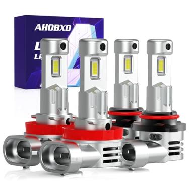 Imagem de AHOBXD 9005 H11 Lâmpadas Combo 6500K Branco H11 9005 Lâmpadas 150W Com Ventilador De Resfriamento Super Brilhante Atualizado 900% Plug And Play H11 H8 H9 Hb3 9005 Lâmpadas De Neblina Pacote Com 4
