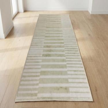 Imagem de Muddy Mat Creamline Tapetes laváveis de 0,6 m x 2,1 m para sala de estar, quarto e sala de jantar – Tapete moderno macio e antiderrapante – Tapetes dobráveis à prova d'água para animais de estimação
