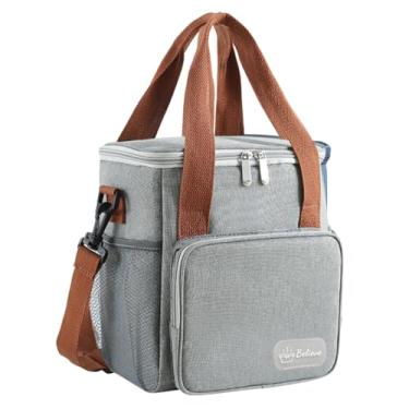 Imagem de Bolsa térmica espaçosa e resistente Premium- Dois Compartimentos - Ideal para Trabalho, Academia, Escol,a Faculdade e Passeios (Cinza)