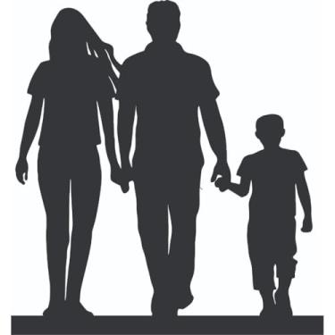 Imagem de Enfeite Decorativo de Mesa Silhueta Família em MDF para Sala Quarto Escritório Decoração Moderna (Casal e filho SL-F02)
