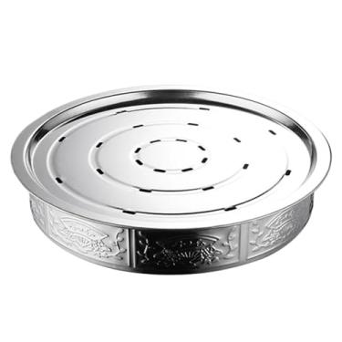 Imagem de Bandeja de chá de aço inoxidável, multifuncional, de aço inoxidável, redonda, bandeja coletora de mesa, fácil de transportar e limpar, adequada para decorações de bandeja de chá chinesa, bebidas