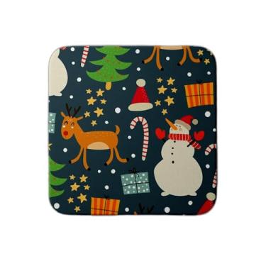 Imagem de Ladrilho Decorativo de Cerâmica Natalino com Estampa de Árvore de Natal e Boneco de Neve