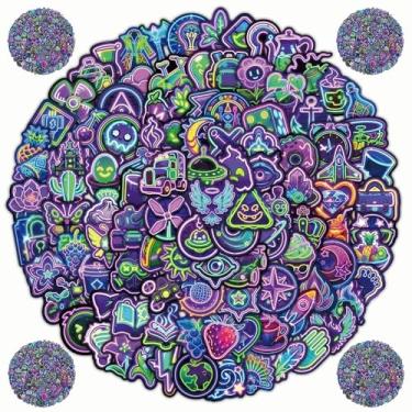 Imagem de 200 pacotes de adesivos neon garrafas de água laptop telefone computador guitarra skate hidroflasks adesivos de vinil neon legal à prova d'água estética decalques modernos para crianças adolescentes