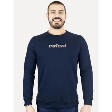 Imagem de Moletom Colcci Masculino Comfort Crewneck Mirrored Logo Azul Marinho-Masculino