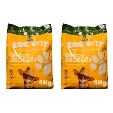 Imagem de Areia Biodegradável para Gatos ZoeCat 100% Mandioca Natural Grãos Grossos Ultra Aglutinante Kit com 2 Pacotes de 4kg