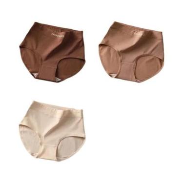 Imagem de Calcinhas De Algodão Sem Costura De Cintura Alta Tamanho Grande 3 Peça