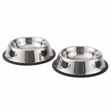 Imagem de 2PCS Tigelas para Pets de Aço Inoxidável Cães Gatos Comida Combinação Duas Flexíveis Alimentação Científica Fácil Limpar