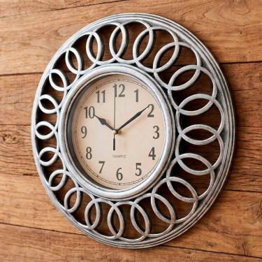 Imagem de Relógio De Parede Decorativo Vazado Vintage Prata De 46,5cm