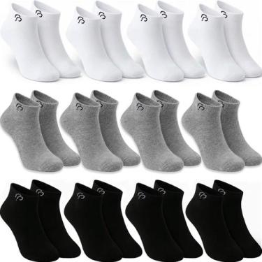 Imagem de Kit 12 Pares Meias Cano Curto Baixo Soquete Sapatilha Unissex Masculin