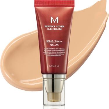 Imagem de MISSHA M Perfect Cover BB Cream SPF 42 PA+++, Amazon Code Verified for Authenticity, 50ml, Concealing Blemishes, dark circles, UV Protection (#25 Warm Beige)