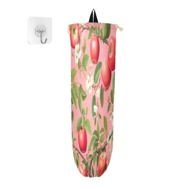 Imagem de Suporte de saco de pendurar maçãs coloridas para sacos de plástico, dispensador de sacolas de supermercado na parede, organizador de sacolas para armazenamento de sacolas plásticas de cozinha