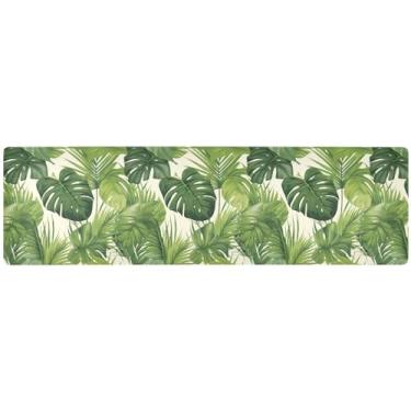 Imagem de Tripé resistente ao calor com folhas tropicais, tapete longo para mesa de jantar, caminho de mesa de chá