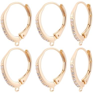 Imagem de Beebeecraft 10 peças de brincos de argola com zircônia cúbica banhada a ouro 18 k redondo francês com fecho de fio de orelha para fazer joias, artesanato DIY
