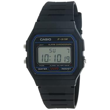 Imagem de CASIO Relógio digital preto unissex F91W-1 com pulseira preta, Preto, F91W-1