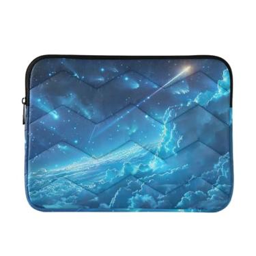 Imagem de Bolsa leve para laptop com bandeira americana, capa durável para laptop de viagem para homens e mulheres de 13 a 14 polegadas, céu meteoro azul (6), tamanho único
