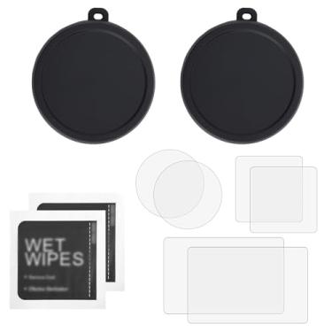 Imagem de Protetor Tela Lente para DJI Osmo Action 6, Protetores Tela Frontal/Traseira Vidro Temperado HD Anti-riscos Película Lente com Tampa Silicone Sem Bolhas Kit de Acessórios Câmera Ação