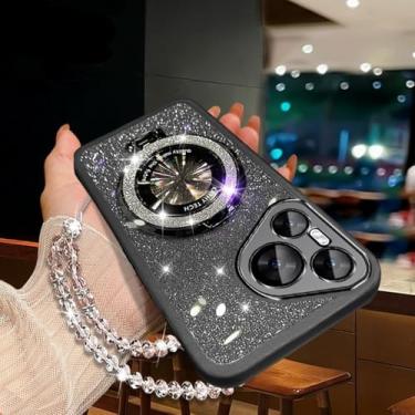 Imagem de Capa com suporte para celular com pulseira de cristal brilhante para Xiaomi POCO F6 F5 M6 M5S M4 M3 X6 X5 X4 X3 Pro GT C65 C61, preta, para Poco X4 GT