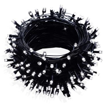 Imagem de Luzes de fada para ambientes externos 10 m 100 LED com controlador de modos de memoria, decoracoes extensiveis de luzes de Natal para casamento, Natal, dia dos namorados, patio, ambiente externo (fio preto - branco)