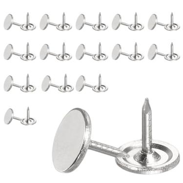 Imagem de YELARXI Tachinhas de unhas de estofamento, pregos para móveis, 3/8 x 3/8 de cabeça chata, alfinetes vintage para pendurar na parede/escritório/decoração de móveis/foto) 0,1 cm A, 30 peças e prata