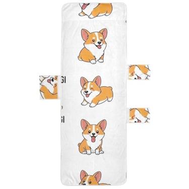 Imagem de Linda capa de cadeira para espreguiçadeira de cachorro Corgis com desenho de cachorro, toalha de piscina, espreguiçadeira de praia, 203 x 76 cm