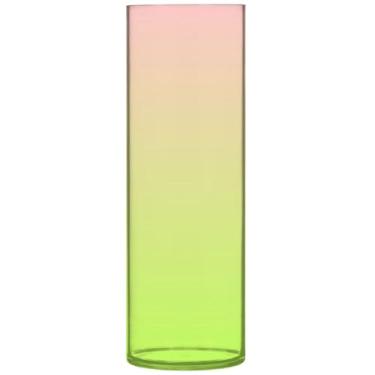 Imagem de Vasos cilíndricos decorativos gradientes rosa verde amarelo para flores, vaso redondo de plástico, fofo, personalizado, exclusivo, floral, decoração moderna, 30 cm x 9,9 cm