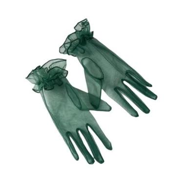 Imagem de Luvas De Tule Transparentes Pretas E Brancas Sexy Curtas Finas Para Pr