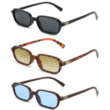 Imagem de Pacote com 6 óculos de sol com estampa de leopardo – Óculos de sol geométricos multicoloridos para mulheres, acessórios de moda, 3 peças, preto, cinza, flor de feijão, chá, café, azul