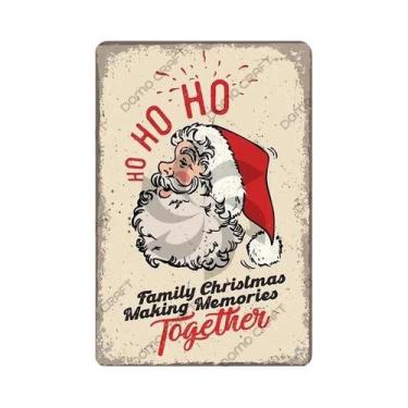 Imagem de Placa De Metal Vintage Feliz Natal Com Caixa De Música, Placa De Árvor