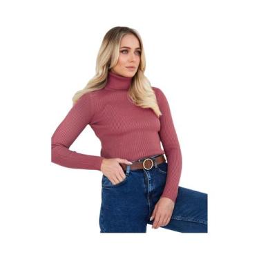 Imagem de Suéter Feminino De Gola Alta Em Malha Macia E Quente, Ajuste Slim, Ver