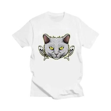 Imagem de Camiseta Unissex De Manga Curta Com Estampa De Gato Sphynx Gótico Deat